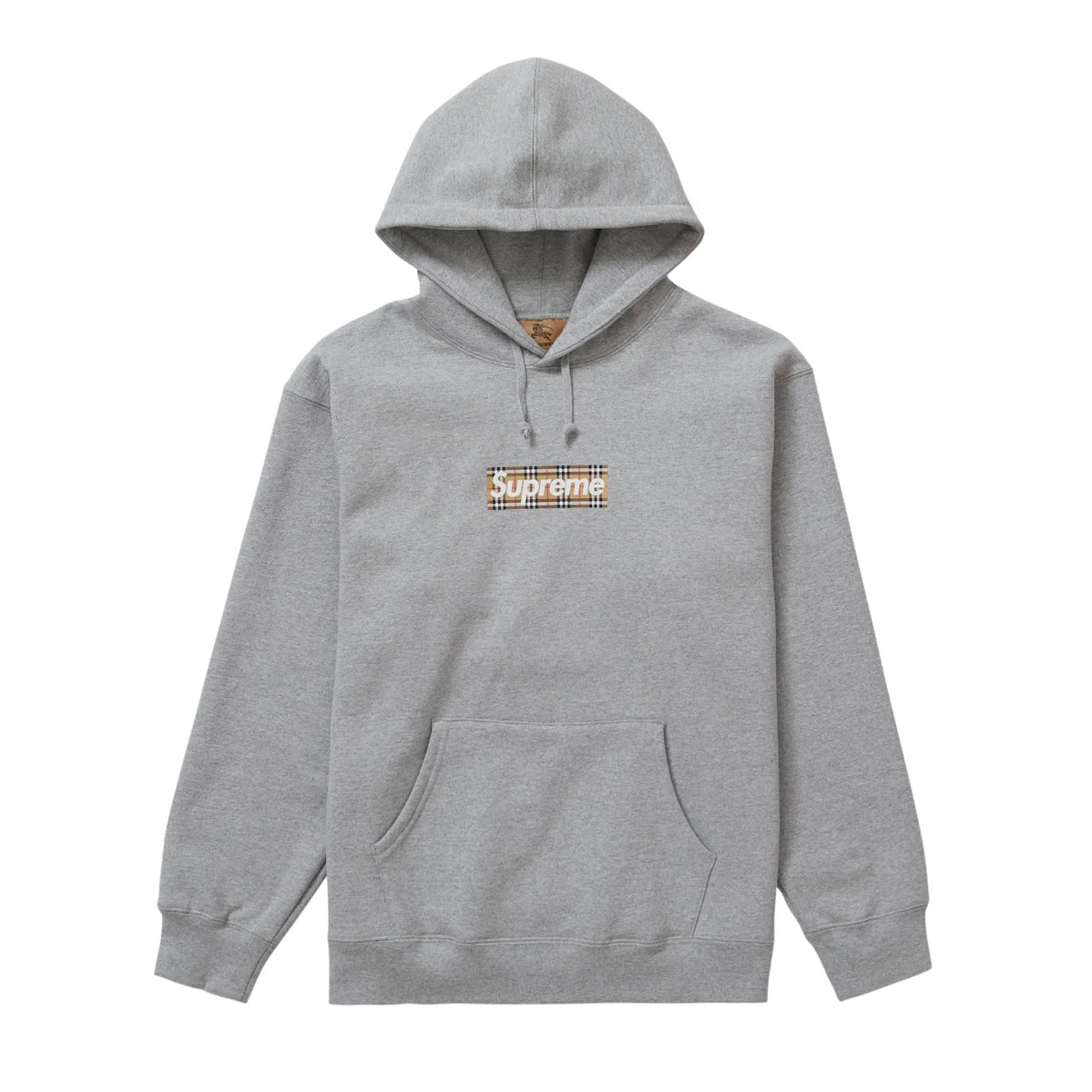 Supreme Burberry Box Logo Hoodie Heather Grey